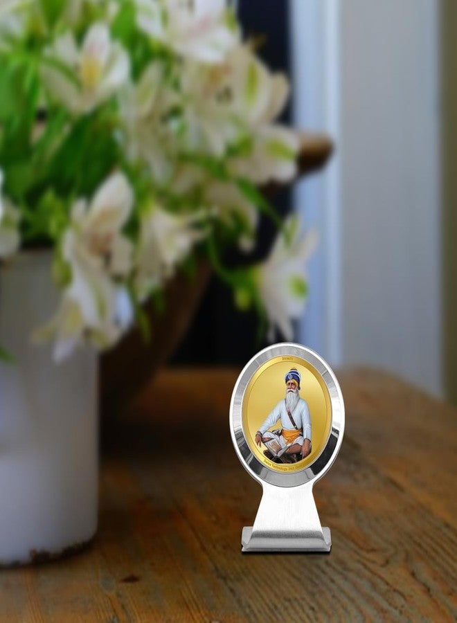 DIVINITI 24K Gold Plated Foil Baba Deep Singh Ji Photo Frame for Car Dashboard, Car Idol, Table Decor|MCF 1CR Metallic Car Frame |Religious Frame For Pooja, Prayer and Gift (6.2X4.5CM) - Image 4